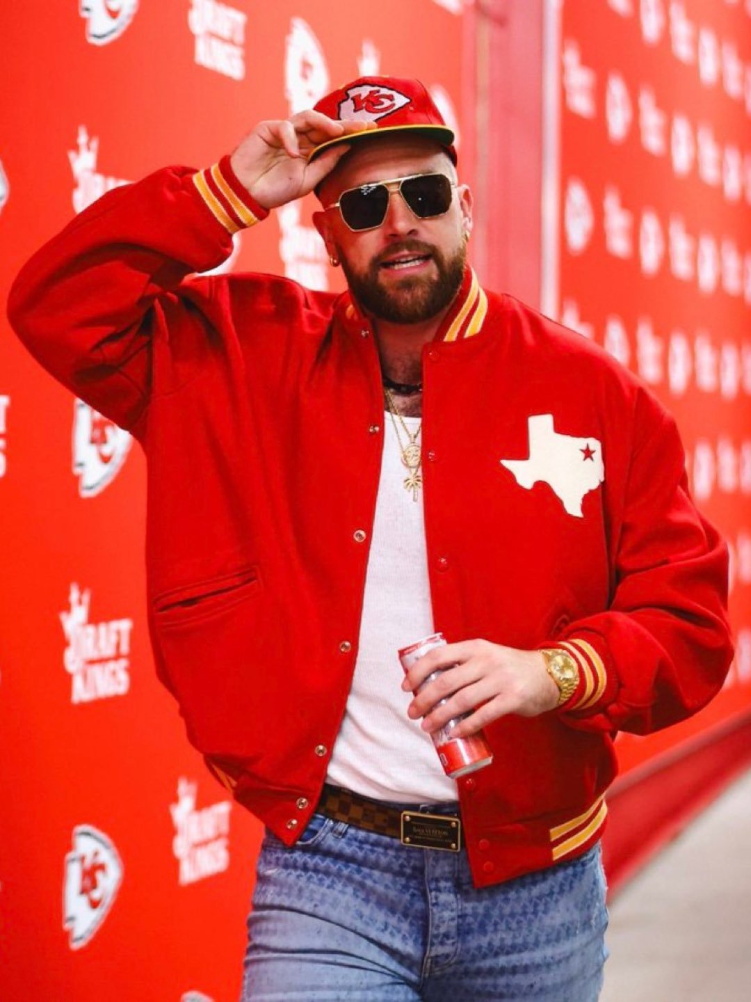 Travis kelce dallas texans red jacket