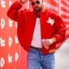 Travis kelce dallas texans red wool varsity jacket