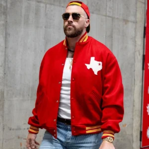 Travis kelce red wool varsity jacket