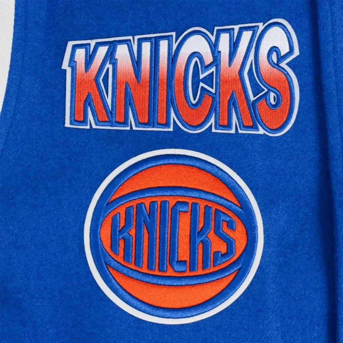 Turn it up ny knicks blue wool leather jacket