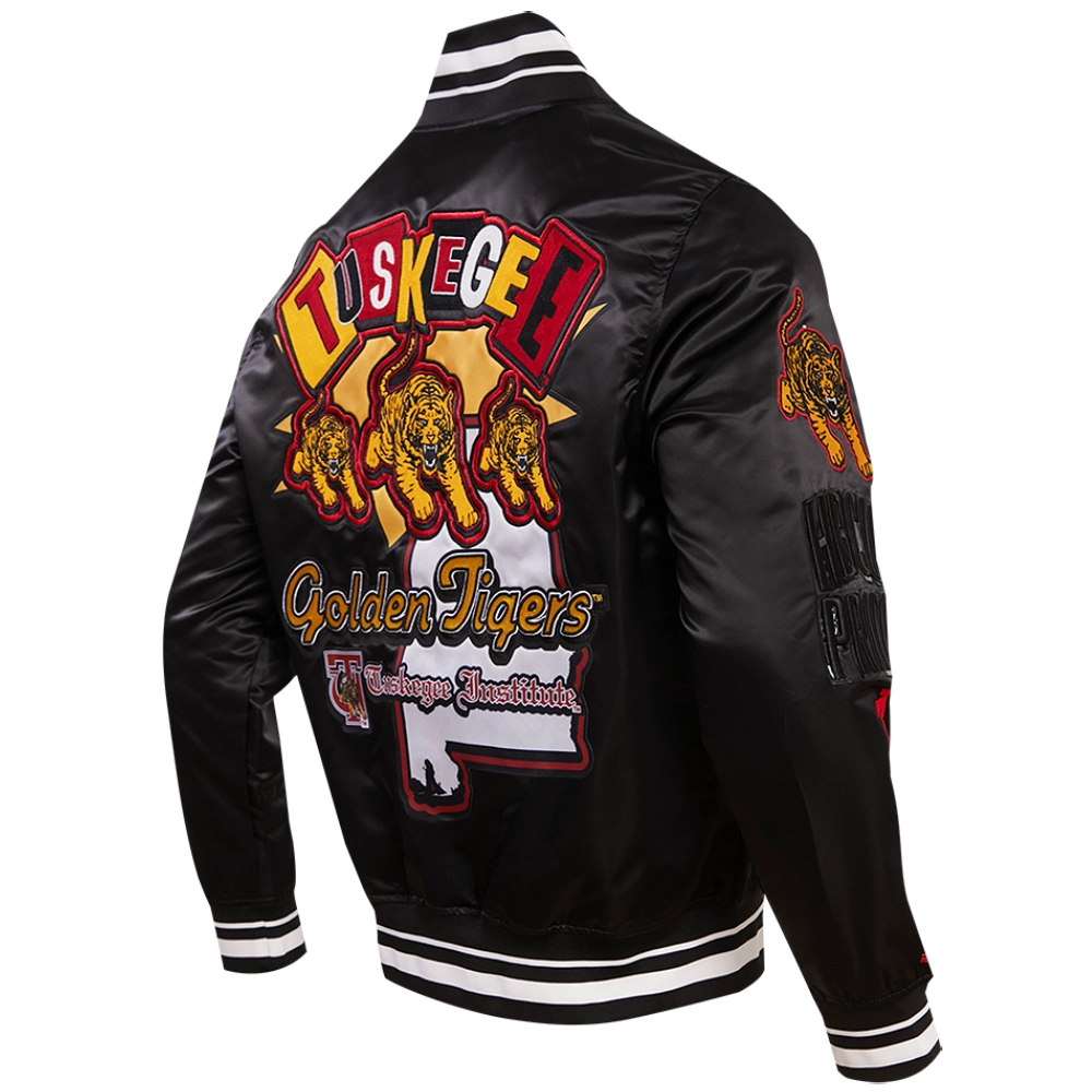 Tuskegee golden tigers homecoming satin black jacket