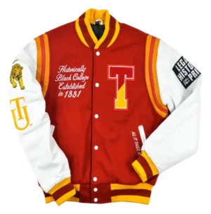 Tuskegee university motto 20 red white wool leather varsity jacket 1