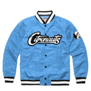 Ucf citronauts classic ribbed knitted satin varsity jacket blue 1