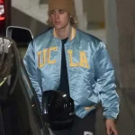 UCLA Justin Bieber Aqua Satin Jacket
