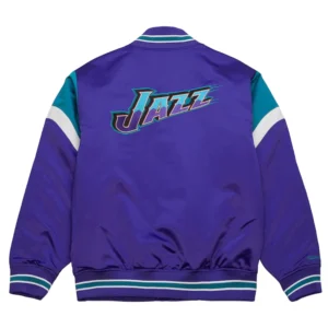 Utah jazz cooperstown full snap satin varsity jacket 2