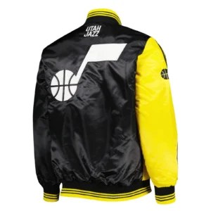Utah jazz fast break satin varsity jacket black yellow 2