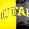 Utah jazz fast break satin varsity jacket black yellow 3