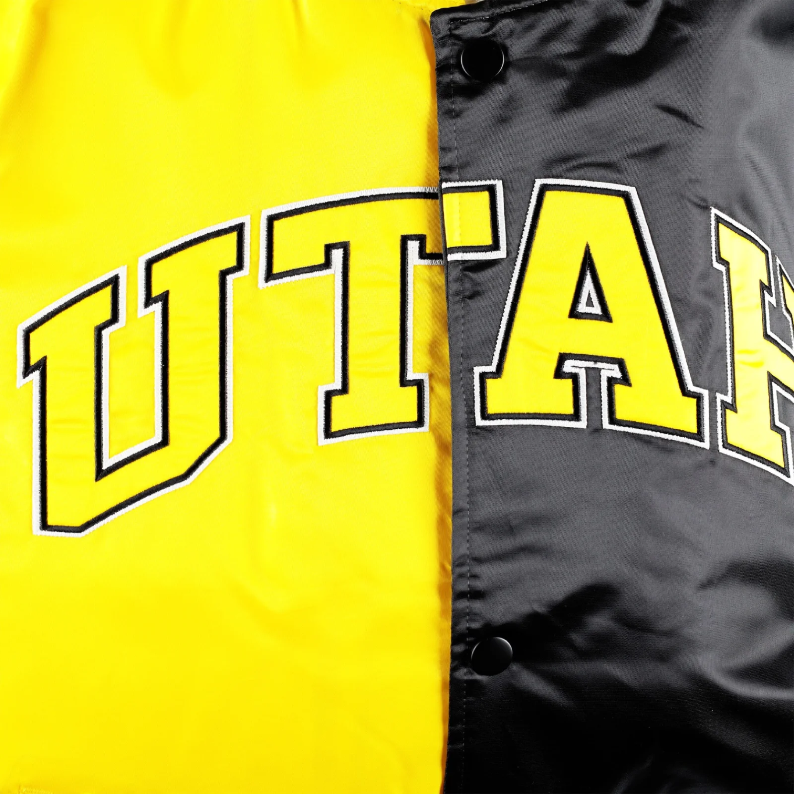 Utah jazz fast break satin varsity jacket black yellow 3