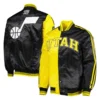 Utah jazz fast break satin varsity jacket black yellow 4