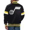 Utah jazz home game satin full snap varsity jacket black 2