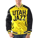 Utah Jazz Renegade Yellow/Black Satin Jacket