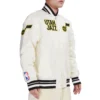Utah jazz retro classic full snap satin varsity jacket cream 3