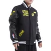Utah jazz retro classic wool leather varsity jacket black 3