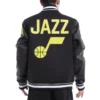 Utah jazz retro classic wool leather varsity jacket black 4