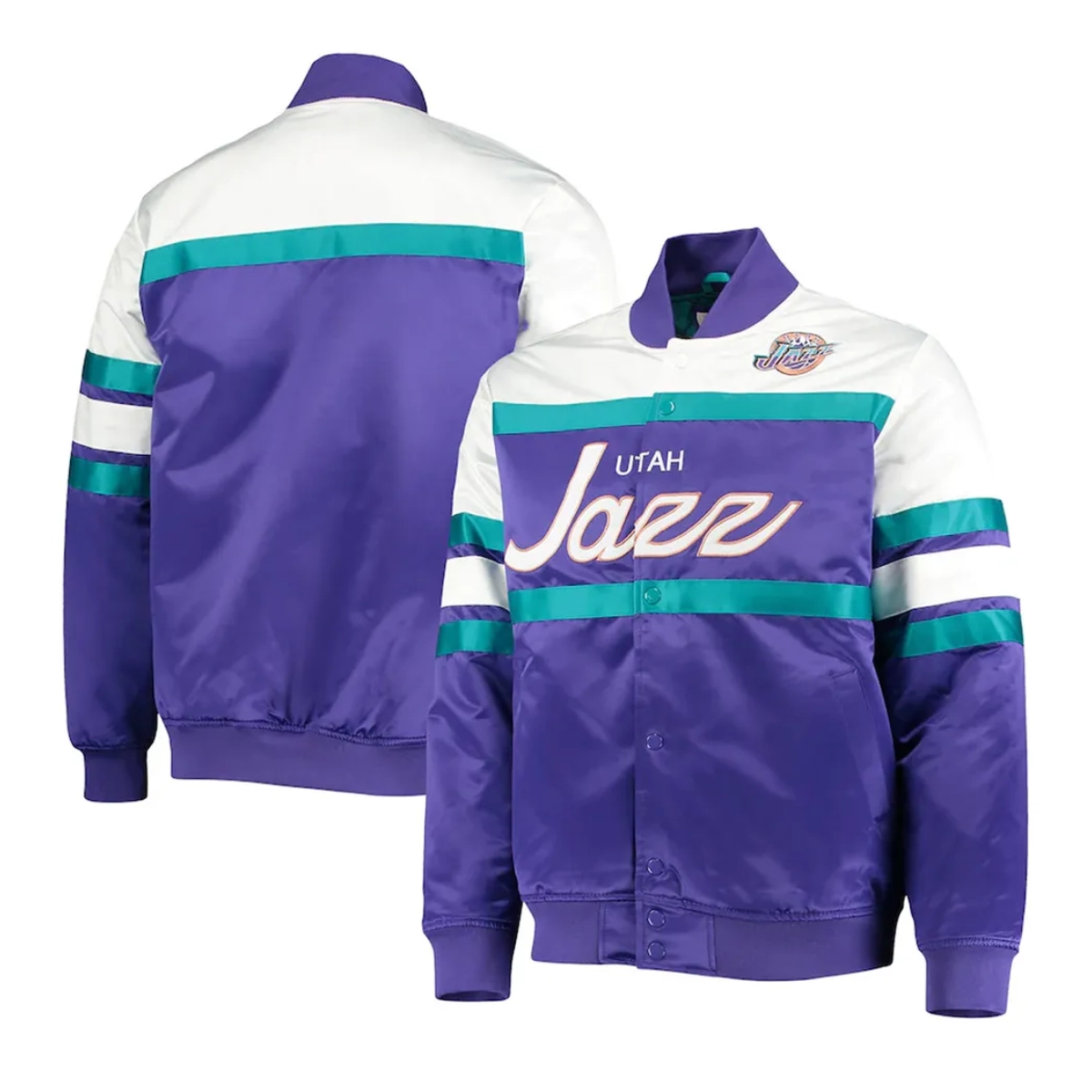Utah jazz special script full snap satin jacket