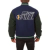 Utah jazz two tone wool varsity jacket navy green 1