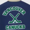 Vancouver canucks blue full snap wool leather varsity jacket