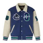 Vancouver Canucks OVO X NHL Blue Wool/Leather Jacket