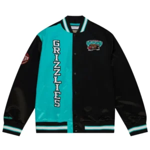 Vancouver grizzlies og 20 full snap satin varsity jacket 3