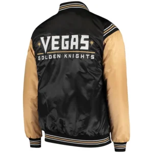 Vegas golden knights enforcer full snap satin varsity jacket blackgold 2