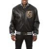Vegas golden knights full real leather varsity jacket black 1