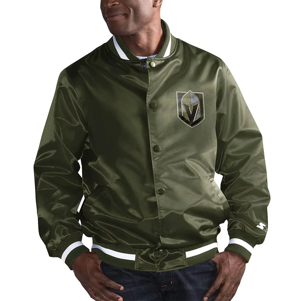Vegas golden knights full snap satin varsity jacket