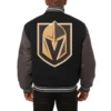 Vegas golden knights handmade two tone wool varsity jacket black grey 1 1