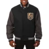 Vegas golden knights handmade two tone wool varsity jacket black grey 1