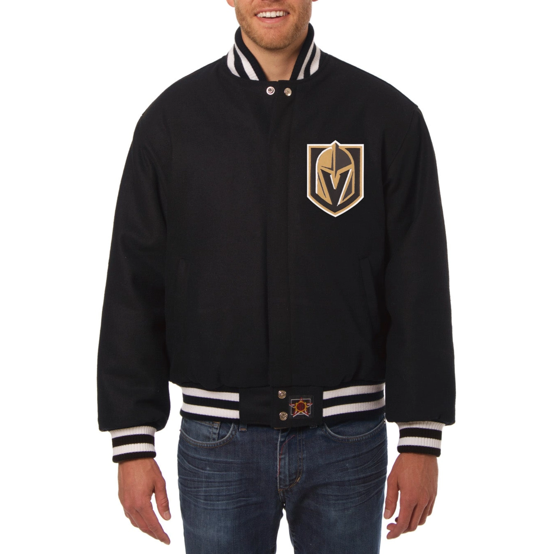 Vegas golden knights one color wool varsity jacket black 1