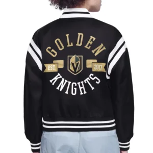 Vegas golden knights printed logo satin varsity jacket