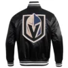 Vegas golden knights script tail full snap satin varsity jacket black 3