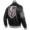 Vegas golden knights script tail full snap satin varsity jacket black 4