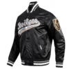 Vegas golden knights script tail full snap satin varsity jacket black 5