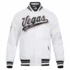 Vegas golden knights script tail satin jacket white 1