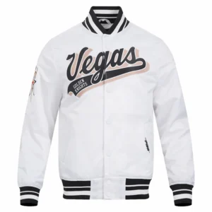 Vegas golden knights script tail satin jacket white 1