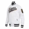 Vegas golden knights script tail satin jacket white 2