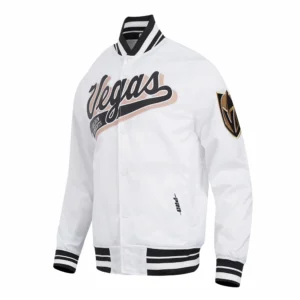 Vegas golden knights script tail satin jacket white 2