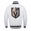 Vegas golden knights script tail satin jacket white 3