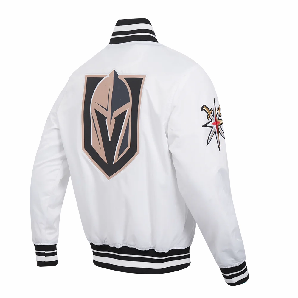 Vegas golden knights script tail satin jacket white 4