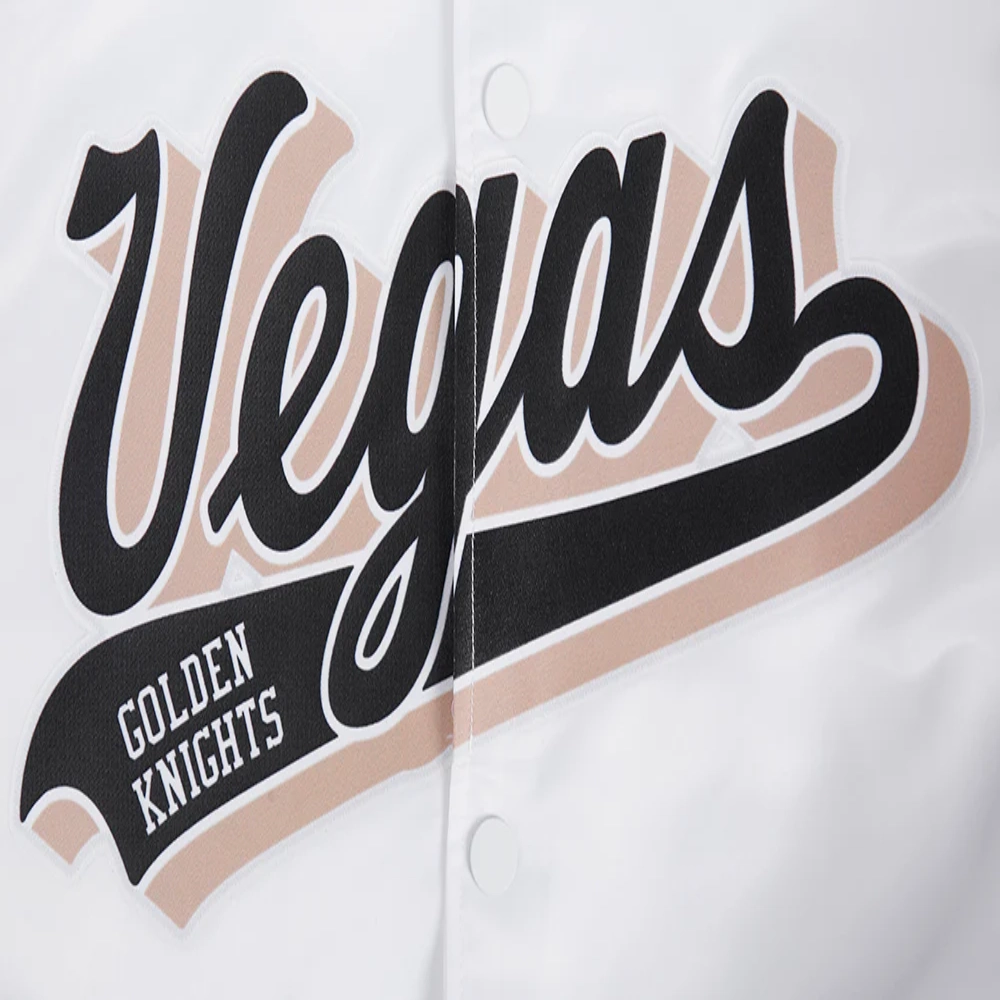 Vegas golden knights script tail satin jacket white 5