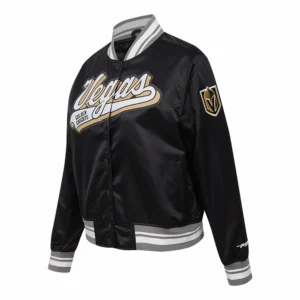 Vegas golden knights script tail womens satin jacket black 2