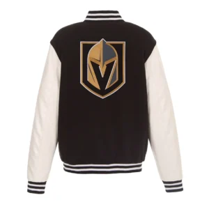 Vegas golden knights two tone black wool leather jacket