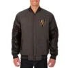 Vegas golden knights two tone charcoal varsity jacket