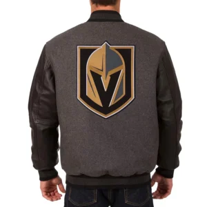 Vegas golden knights two tone wool leather jacket