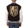 Vegas golden knights two tone wool leather varsity jacket black white 1 1
