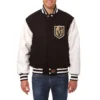 Vegas golden knights two tone wool leather varsity jacket black white 1