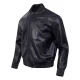 Washed vanguard chicago bulls leather zipper bomber jacket