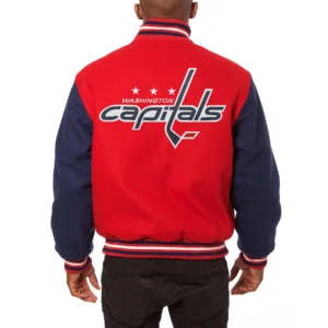 Washington capitals handmade two tone wool varsity jacket red navy 1 1