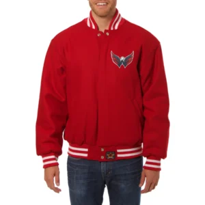 Washington capitals one color wool varsity jacket red 1