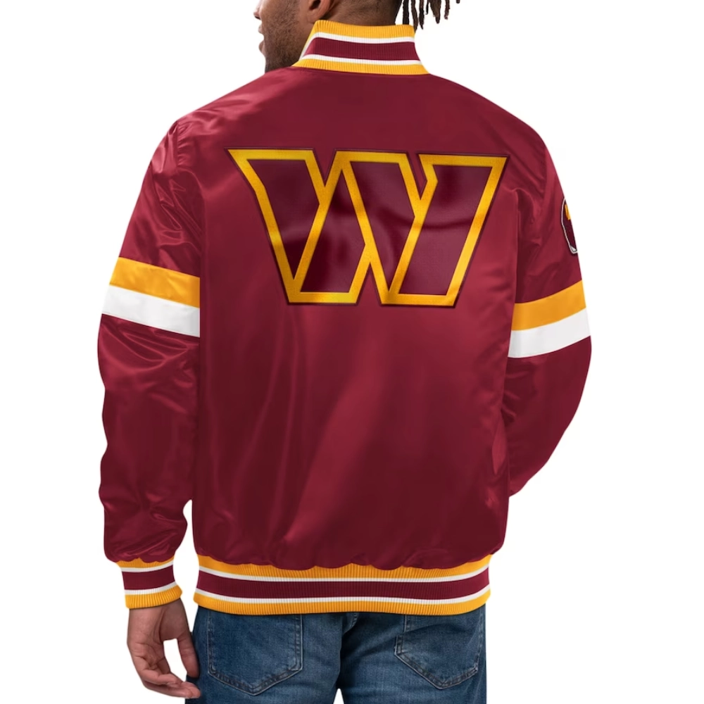 Washington commanders home game satin varsity jacket maroon